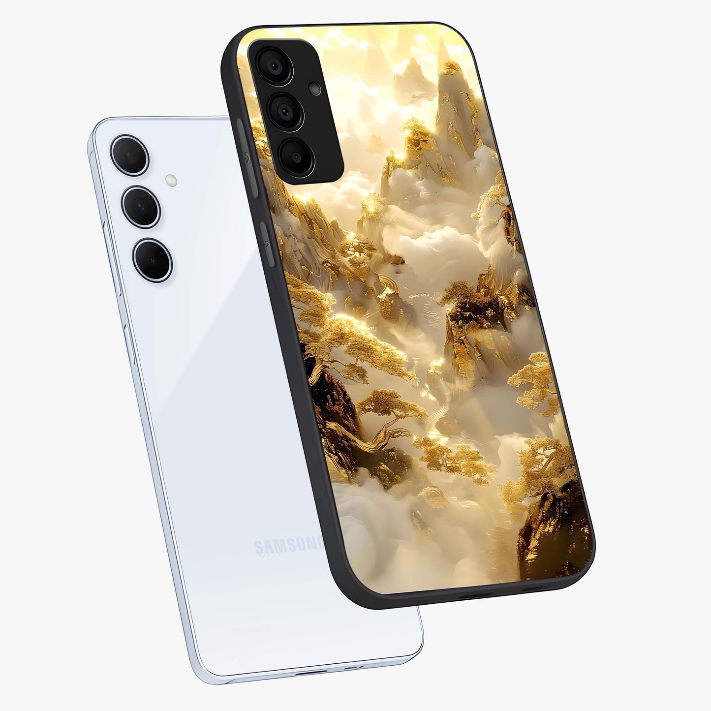Gates Of Illumination Glass Case displayed in angled mockup highlighting radiant portal inspired design with fantasy aesthetic.