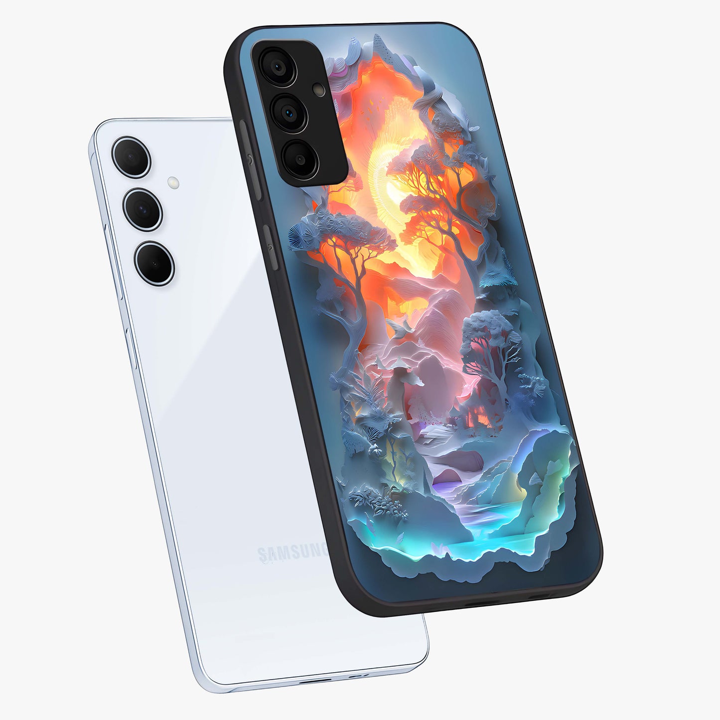 Glow Forest Portal Glass Case displayed in angled mockup highlighting mystical forest design with magical glowing aesthetic.