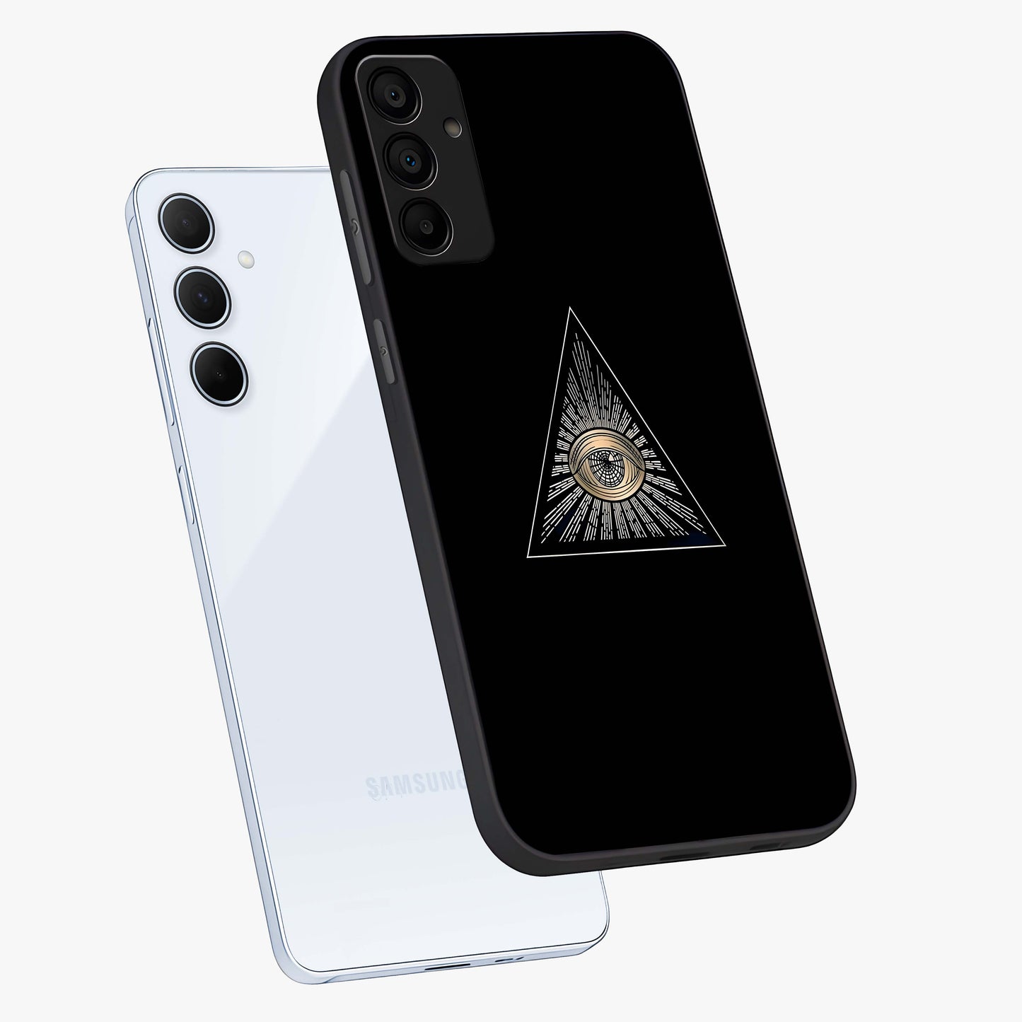 Illuminati Evil Glass Case displayed in angled mockup highlighting dark occult inspired design with bold aesthetic style.