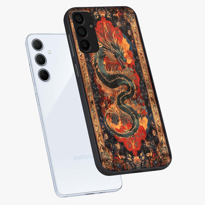 Inferno Dragon Soul Glass Case displayed in angled mockup highlighting powerful dragon illustration with inferno aesthetic.