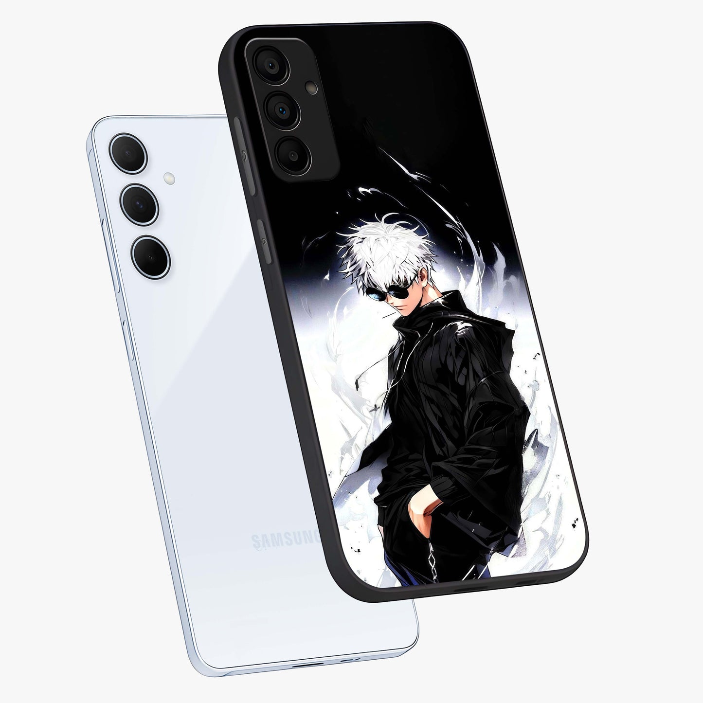 Limitless Shadow King Glass Case displayed in angled mockup highlighting dramatic dark hero design with intense aesthetic.