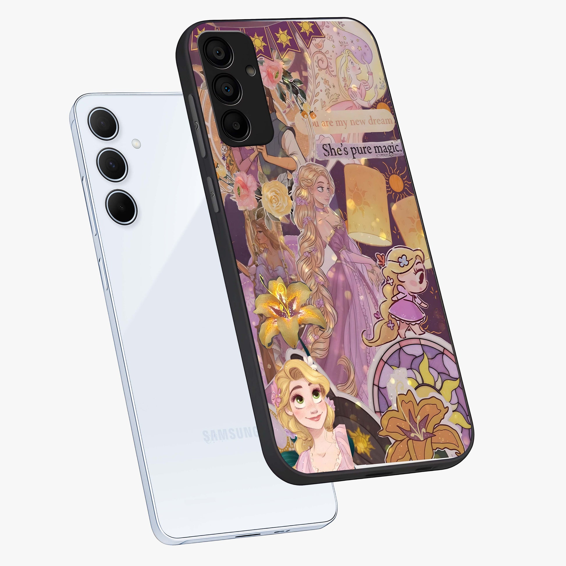 Magical Tangled Dream Glass Case displayed in angled mockup highlighting whimsical fantasy design with magical aesthetic.