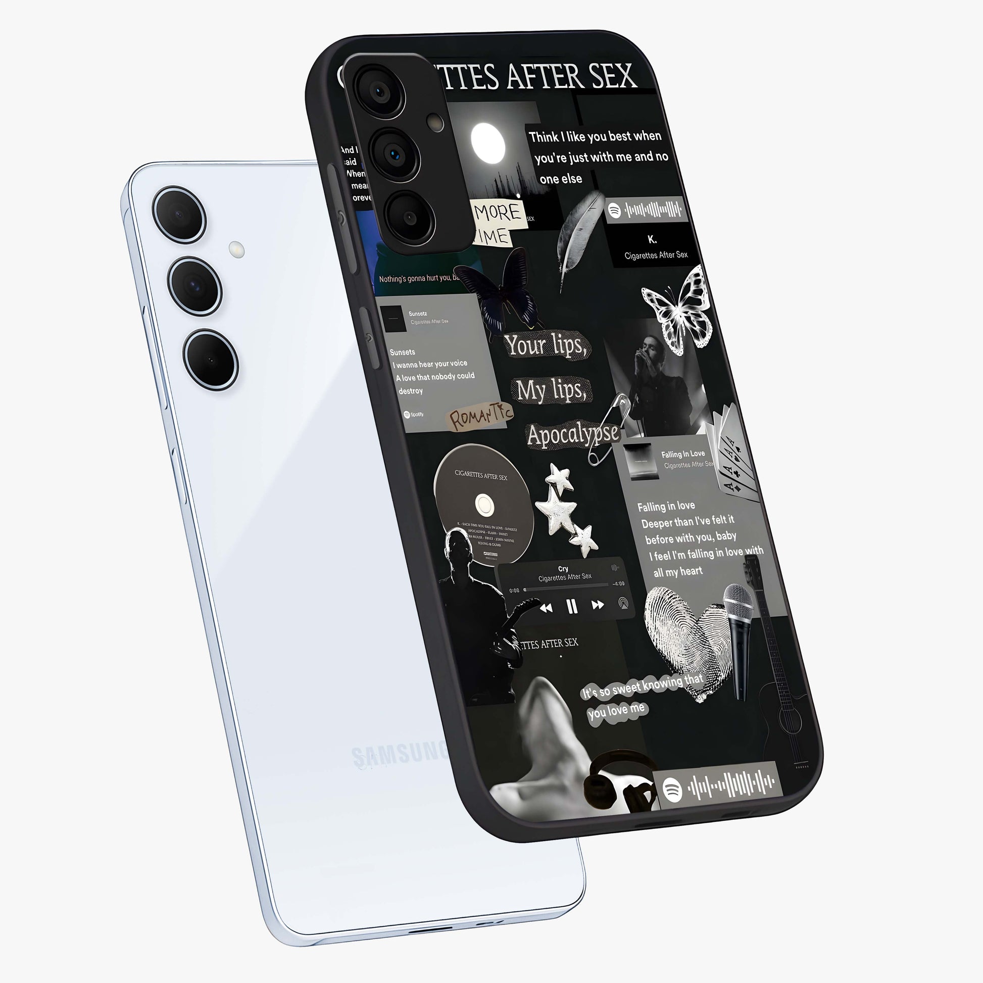 Midnight Love Echo Glass Case displayed in angled mockup highlighting elegant love inspired design with deep aesthetic style.