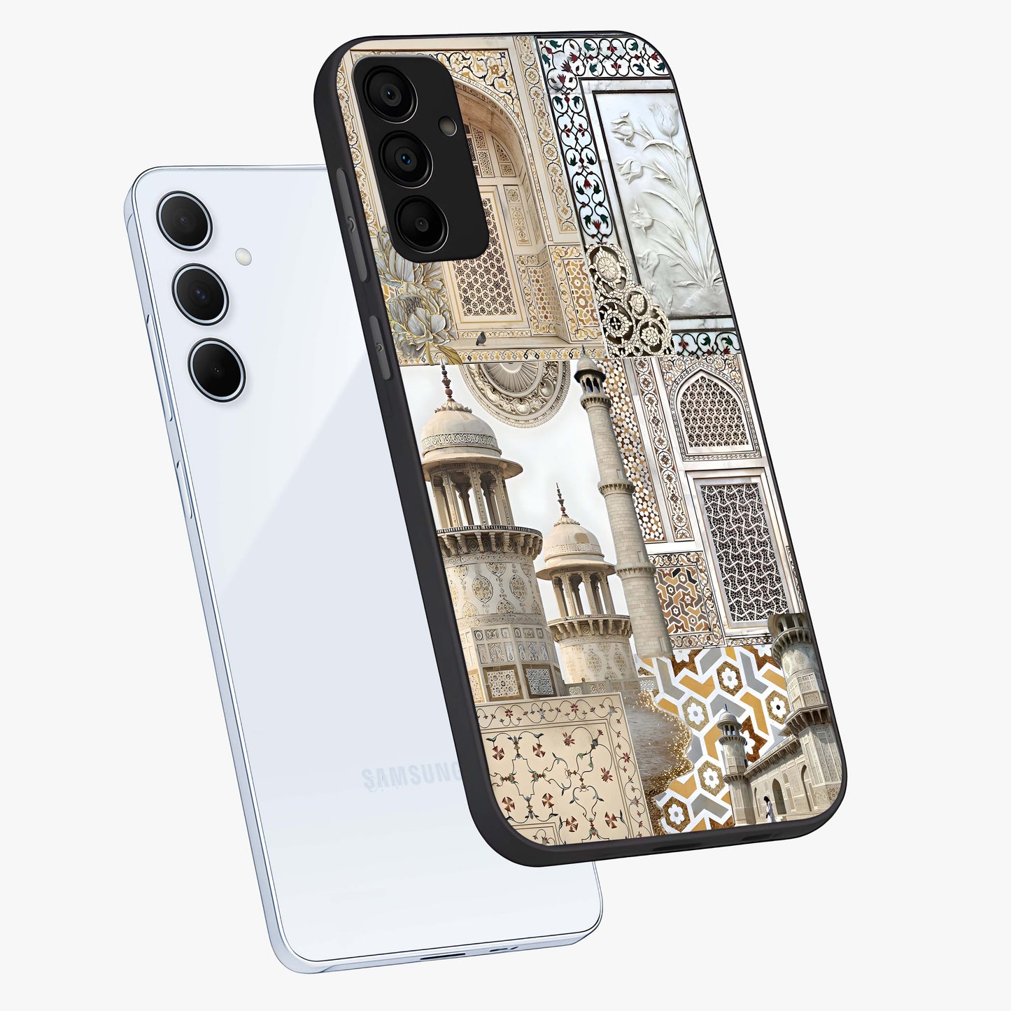 Mughal Marble Legacy Glass Case displayed in angled mockup highlighting elegant heritage marble artwork with royal aesthetic.