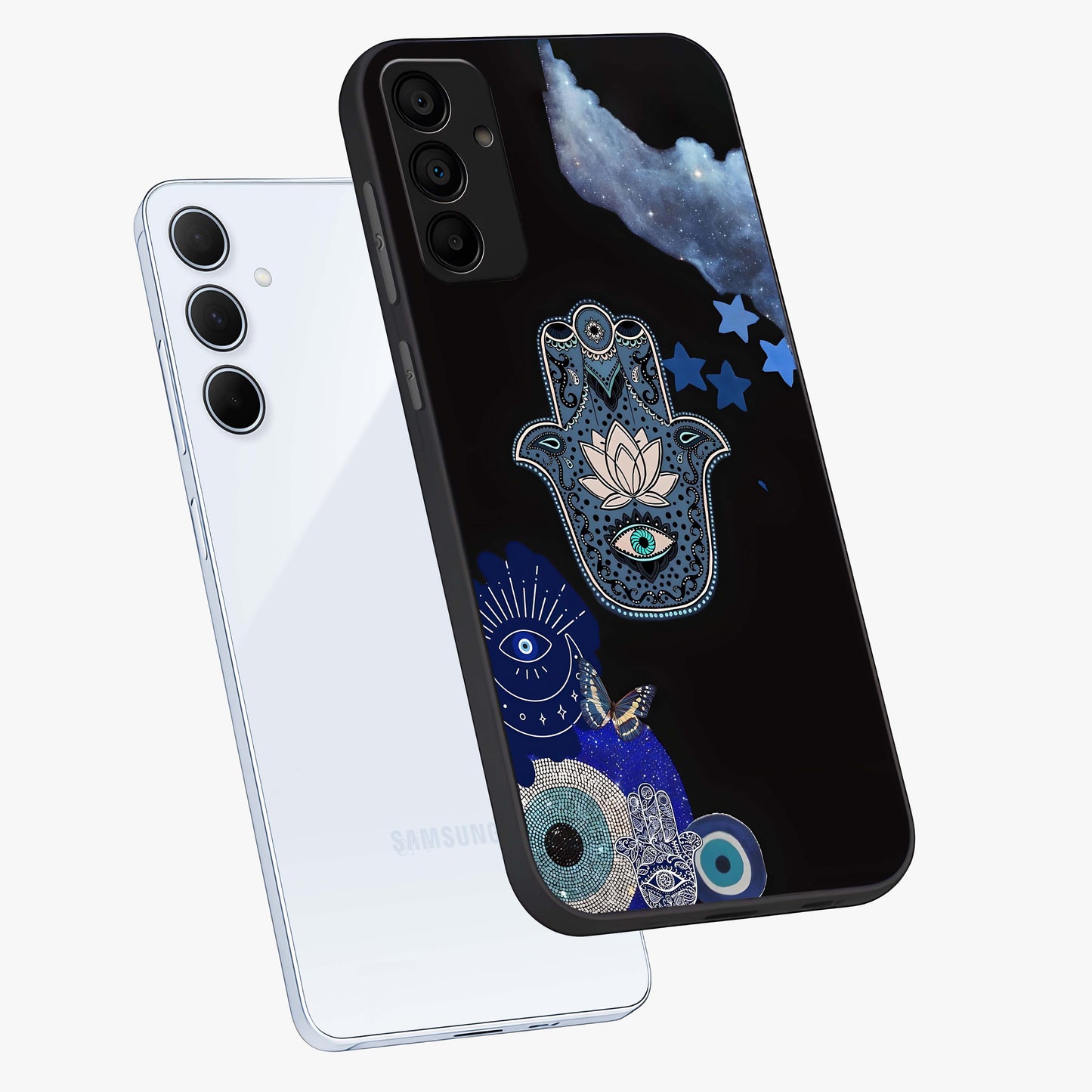 Mystic Hand Aura Glass Case displayed in angled mockup highlighting magical aura design with spiritual aesthetic style.