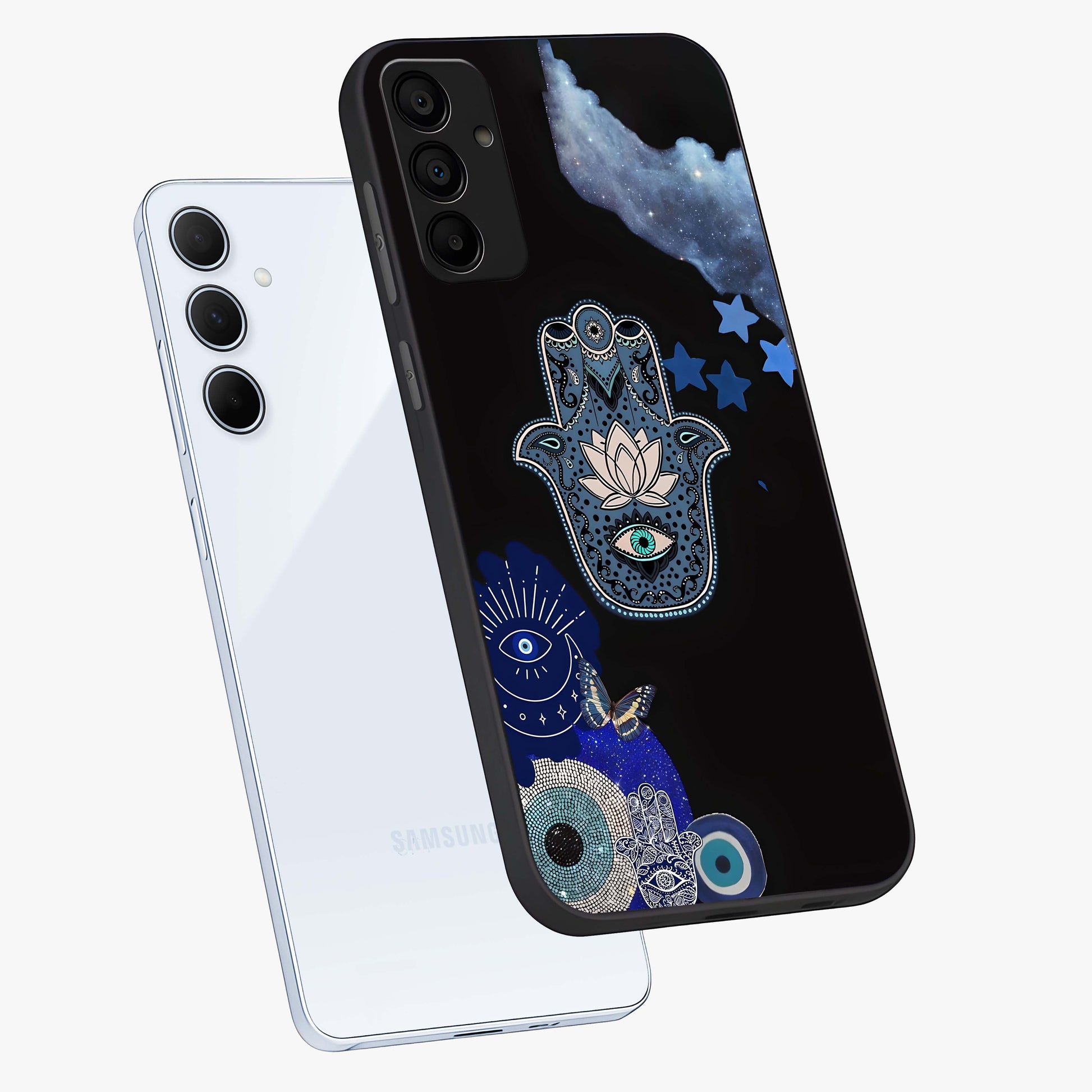 Mystic Hand Aura Glass Case displayed in angled mockup highlighting magical aura design with spiritual aesthetic style.