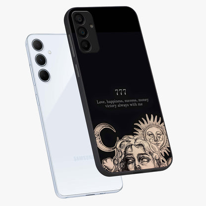 Mystic Victory Aura Glass Case displayed in angled mockup highlighting energetic aura design with bold mystical aesthetic.