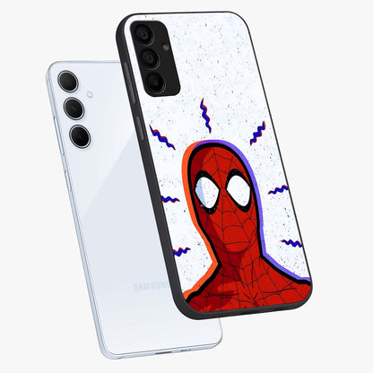 Omg Spiderman Glass Case displayed in angled mockup highlighting dynamic hero illustration with action comic aesthetic.