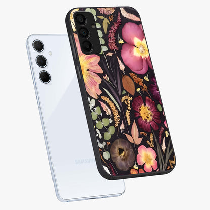 Petal Dream Tapestry Glass Case displayed in angled mockup highlighting decorative petal pattern with elegant botanical aesthetic.
