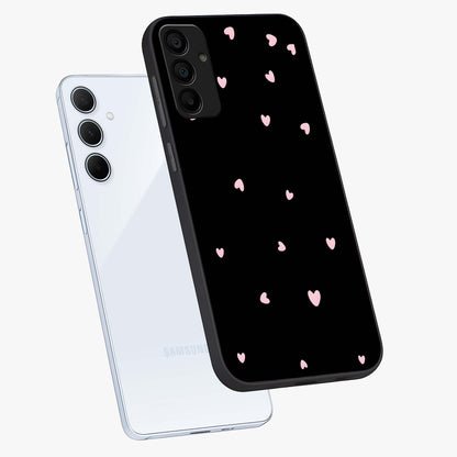 Pink Love Drops Glass Case displayed in angled mockup highlighting cute love drop design with vibrant pink aesthetic.