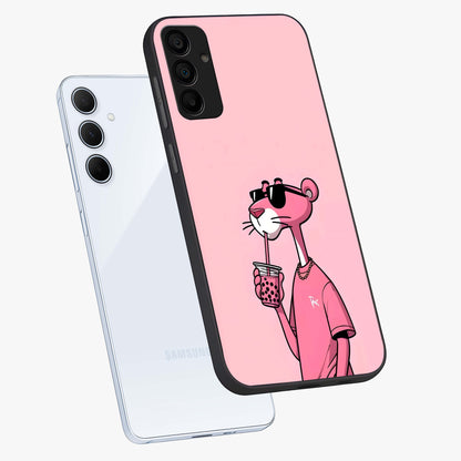 Pink Panther Glass Case displayed in angled mockup highlighting playful cartoon character design with vibrant pink aesthetic.