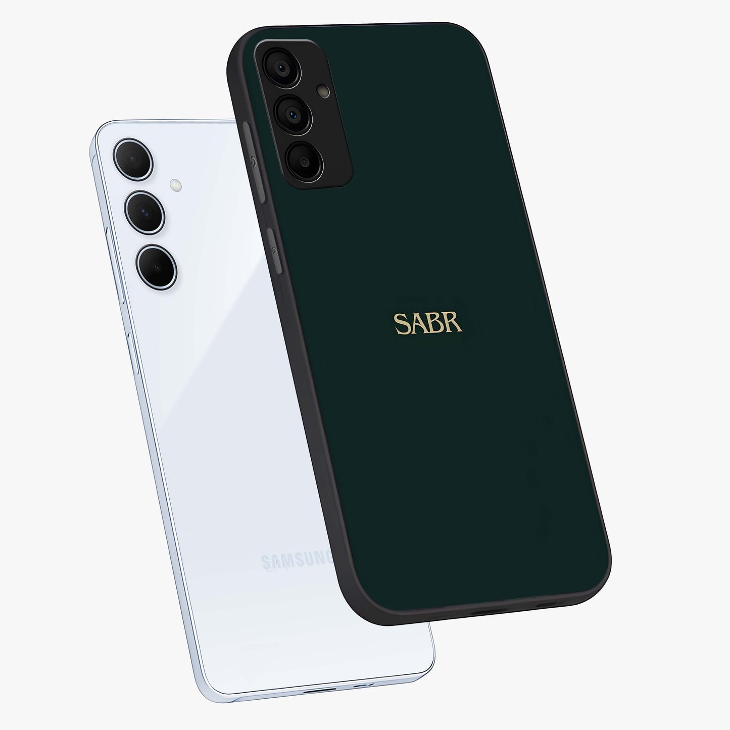 Sabr Minimal Patience Glass Case displayed in angled mockup highlighting simple inspirational design with clean aesthetic style.