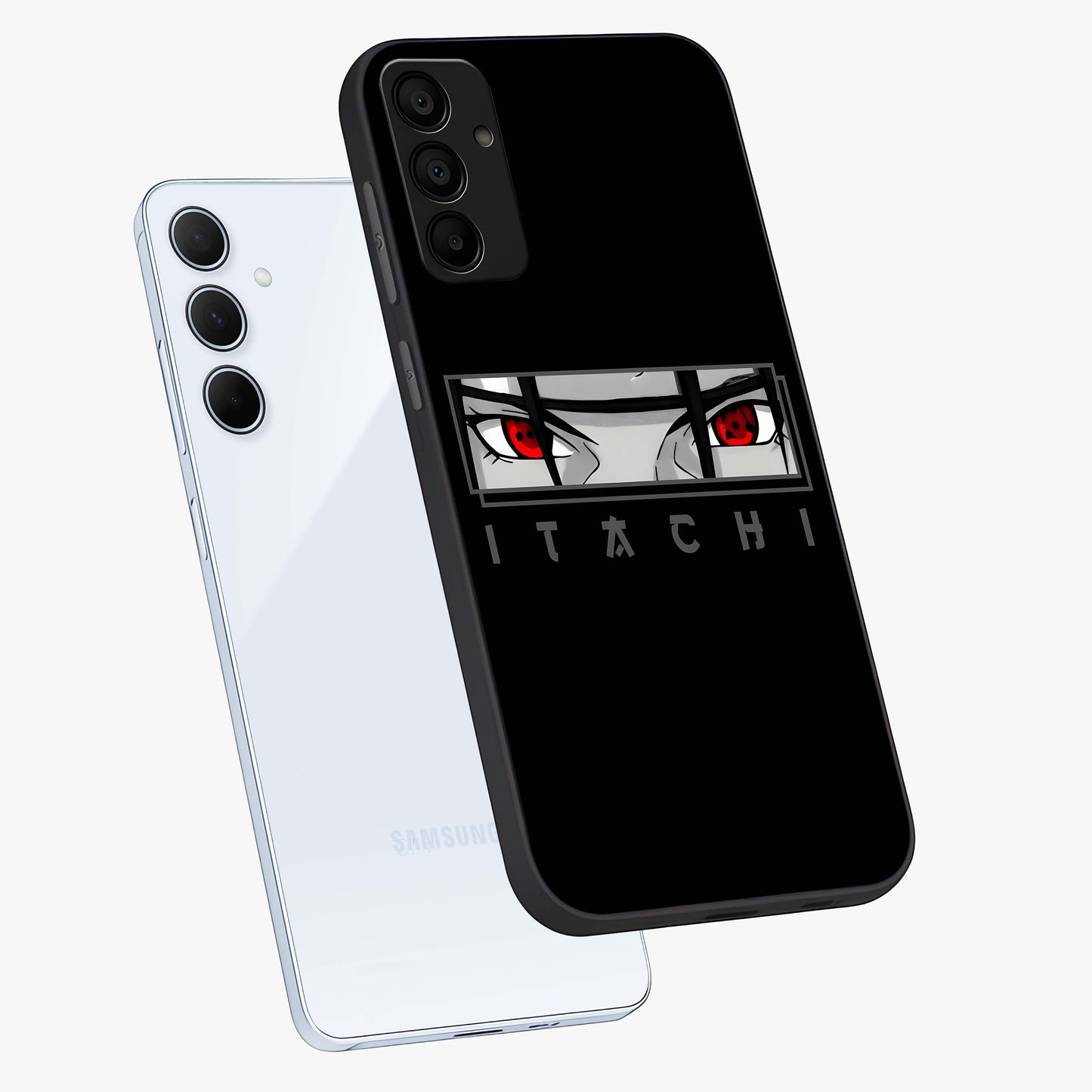 Scarlet Gaze Dominance Glass Case displayed in angled mockup highlighting intense visual design with bold scarlet aesthetic.