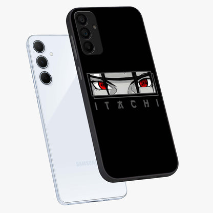 Scarlet Gaze Dominance Glass Case displayed in angled mockup highlighting intense visual design with bold scarlet aesthetic.