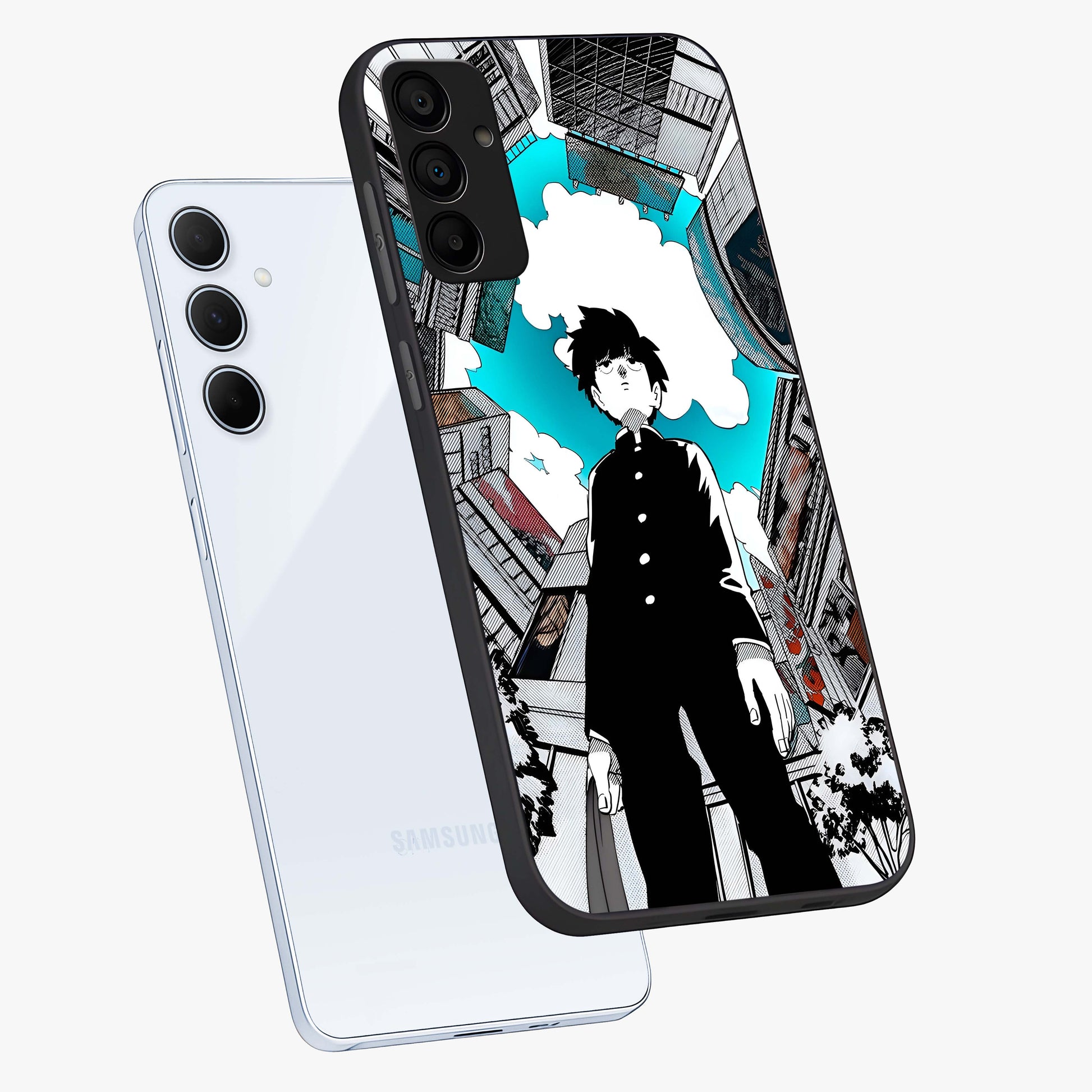 Silent Psychic Awakening Glass Case displayed in angled mockup highlighting spiritual awakening design with cosmic aesthetic.