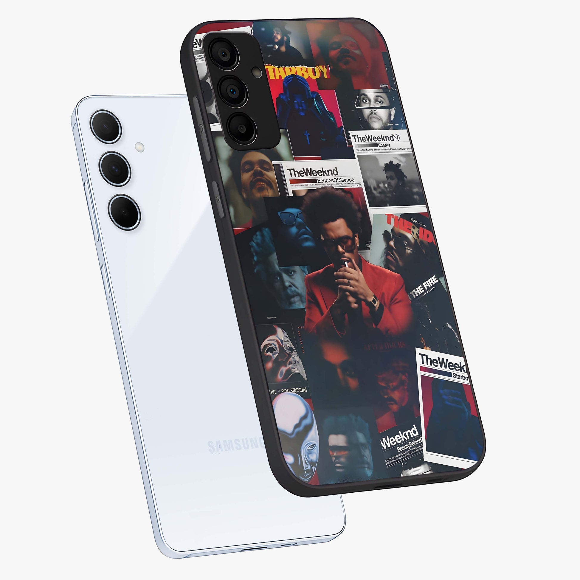 The Weeknd Glass Case displayed in angled mockup highlighting stylish pop culture inspired design with modern aesthetic.