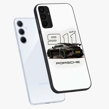 Turbo Legacy Icon Glass Case displayed in angled mockup highlighting dynamic automotive design with performance aesthetic.