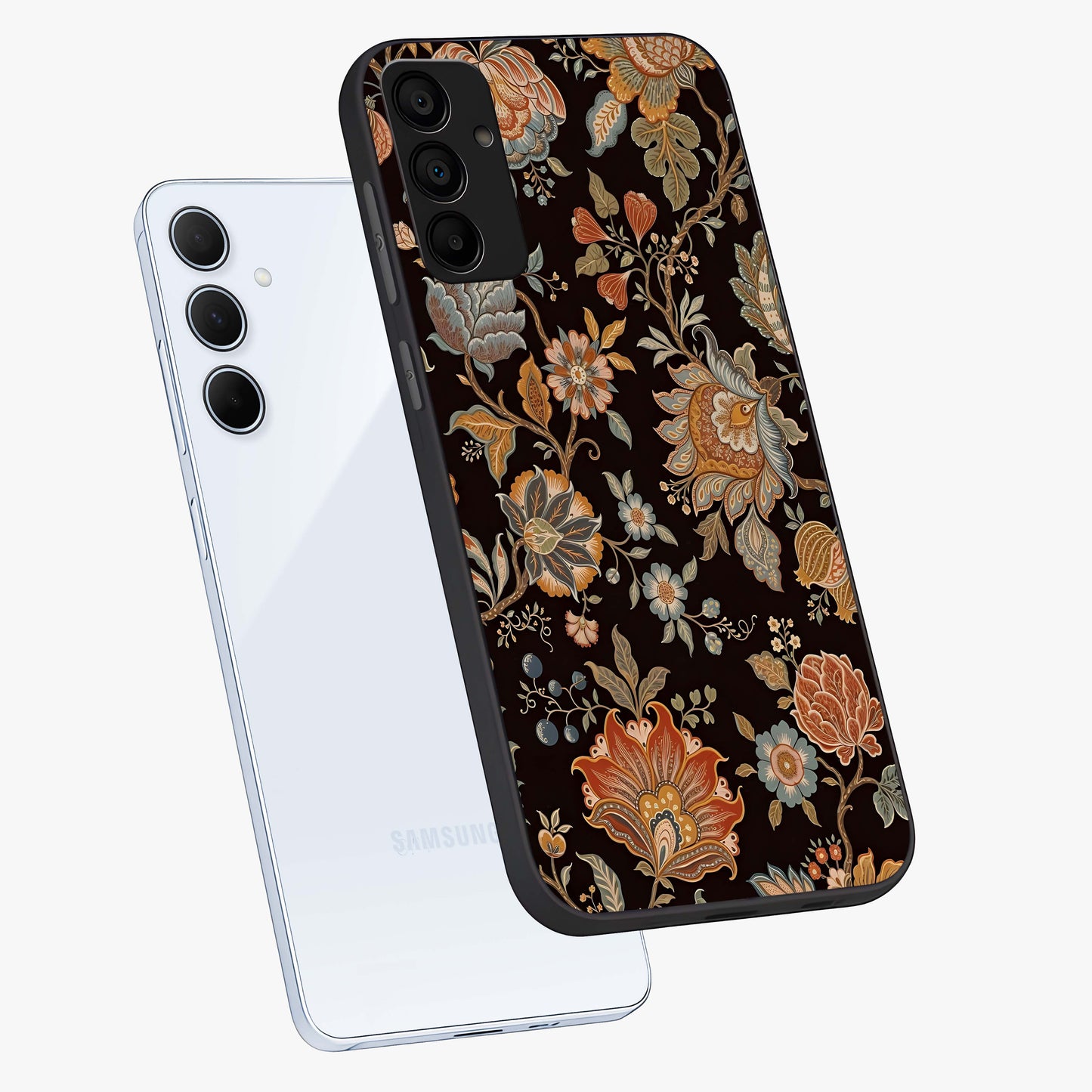 Vintage Floral Dream Glass Case displayed in angled mockup highlighting elegant vintage flower design with soft aesthetic style.