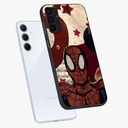 Web Warrior Vibes Glass Case displayed in angled mockup highlighting dynamic web design with comic style aesthetic.