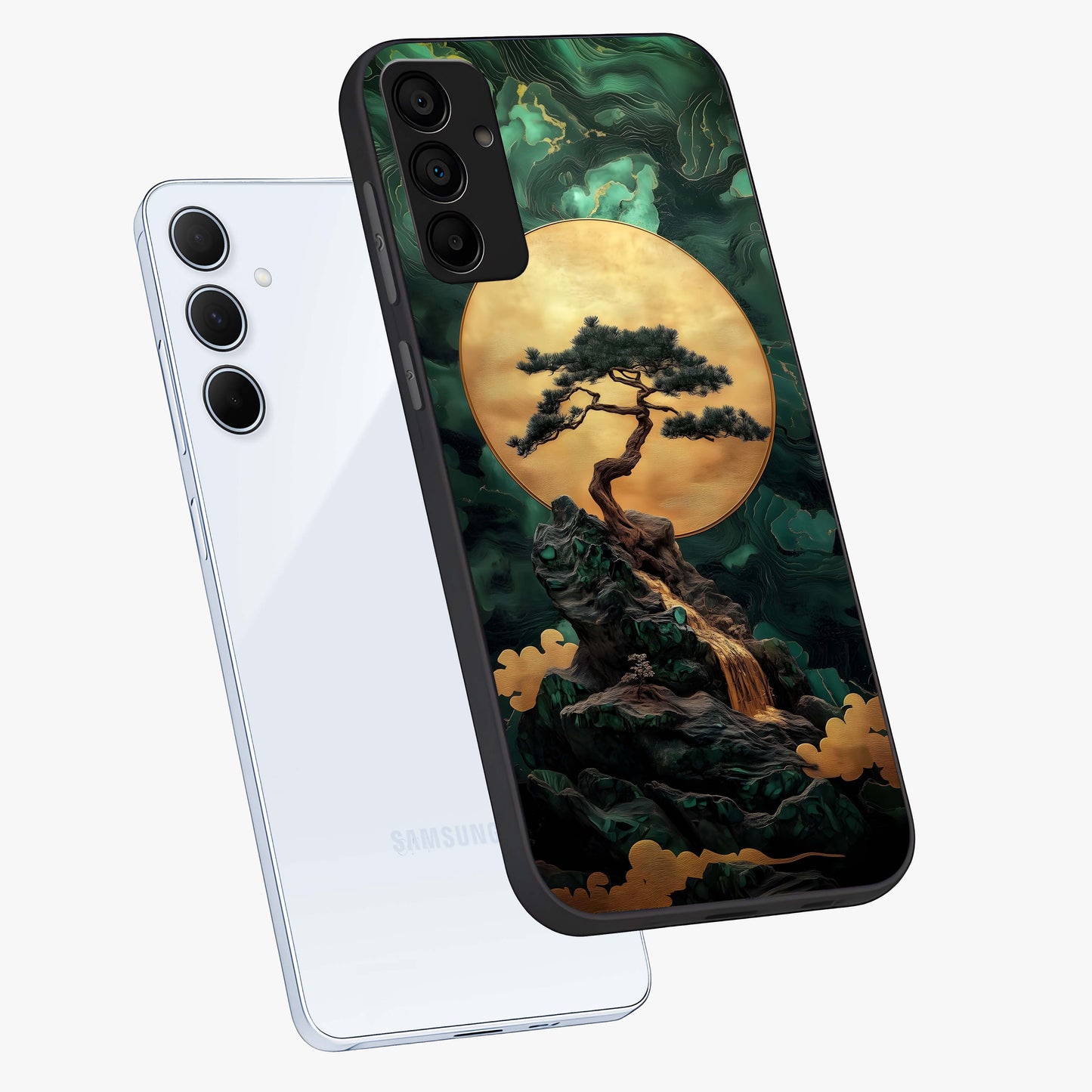 Zen Moon Rise Glass Case displayed in angled mockup highlighting peaceful lunar design with zen aesthetic style.