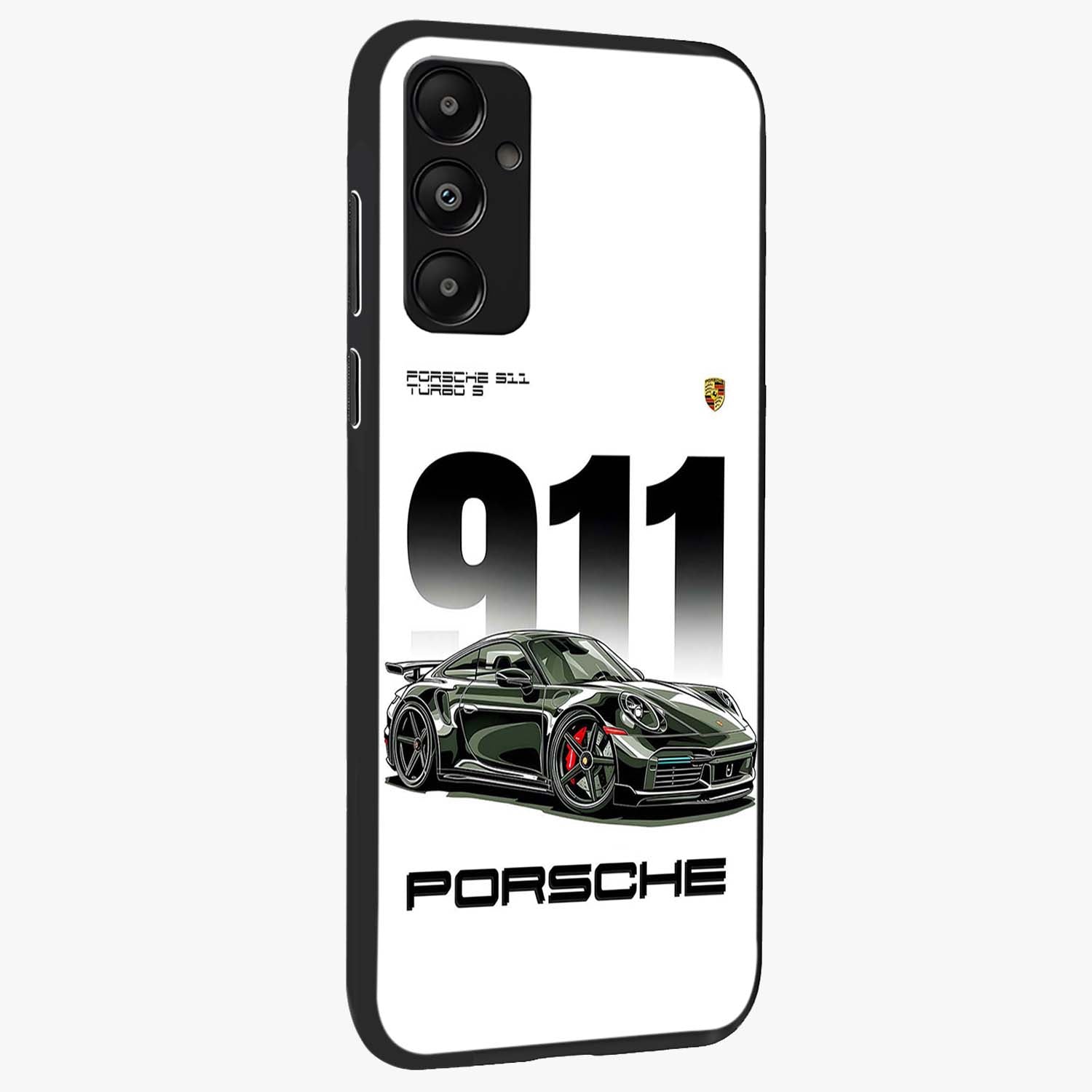 911 Turbo Dominance Glass Case upright perspective showcasing powerful racing design and modern automotive aesthetic.