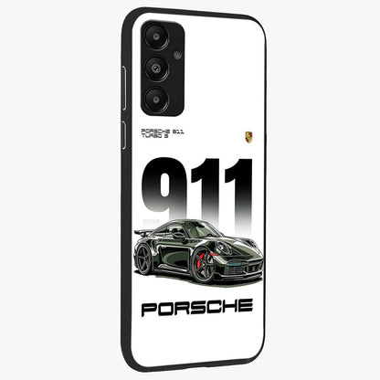 911 Turbo Dominance Glass Case upright perspective showcasing powerful racing design and modern automotive aesthetic.