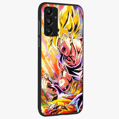 Firing Goku Glass Case upright view showcasing energetic anime artwork with bold warrior theme.