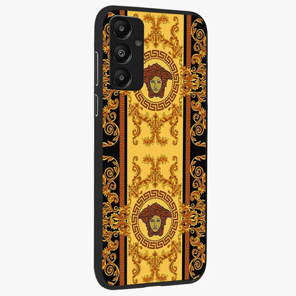 Golden Lotus Glow Glass Case upright view showcasing luminous lotus artwork with peaceful divine theme.
