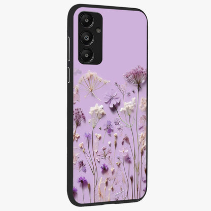 Lavender Blossom Dream Glass Case upright view showcasing delicate lavender blossom artwork with peaceful floral theme.
