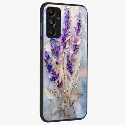 Lavender Dream Glow Glass Case upright view showcasing radiant lavender glow artwork with calming dreamy theme.