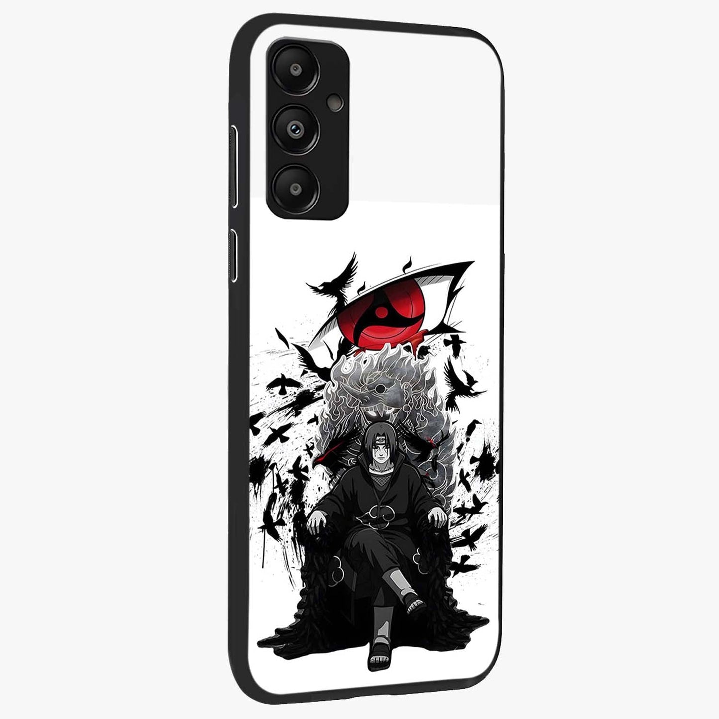 Uchiha Shadow Throne Glass Case upright view showcasing magical underwater galaxy artwork with vibrant cosmic theme.