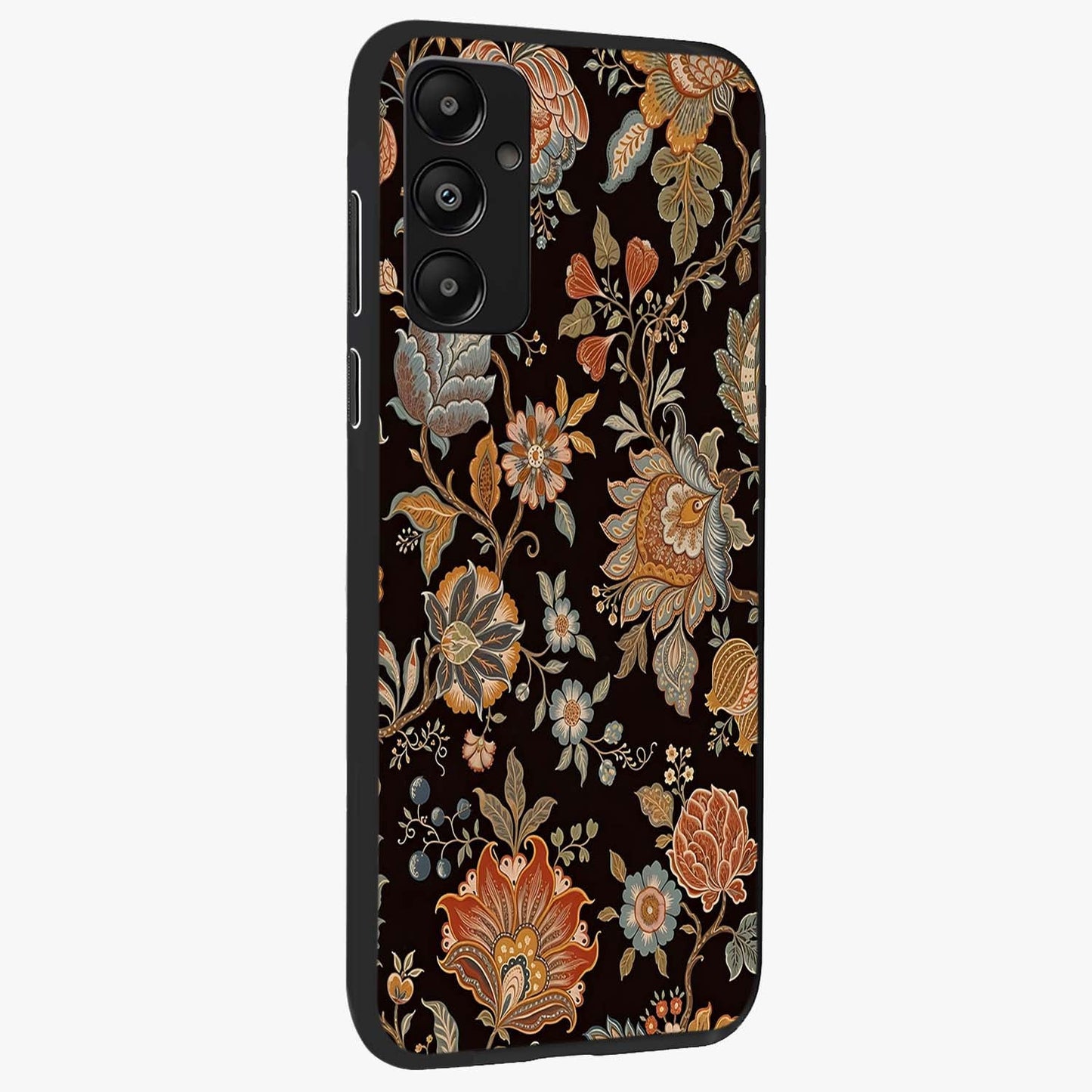 Vintage Floral Dream Glass Case upright view showcasing delicate floral artwork with timeless vintage theme.