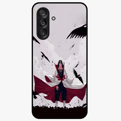 Crimson Crow Ascension Glass Case showing flat back view with mystical crow artwork and glossy glass finish.