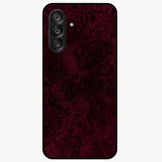 Crimson Fade Flow Glass Case showing flat back view with flowing crimson gradient artwork and glossy glass finish.