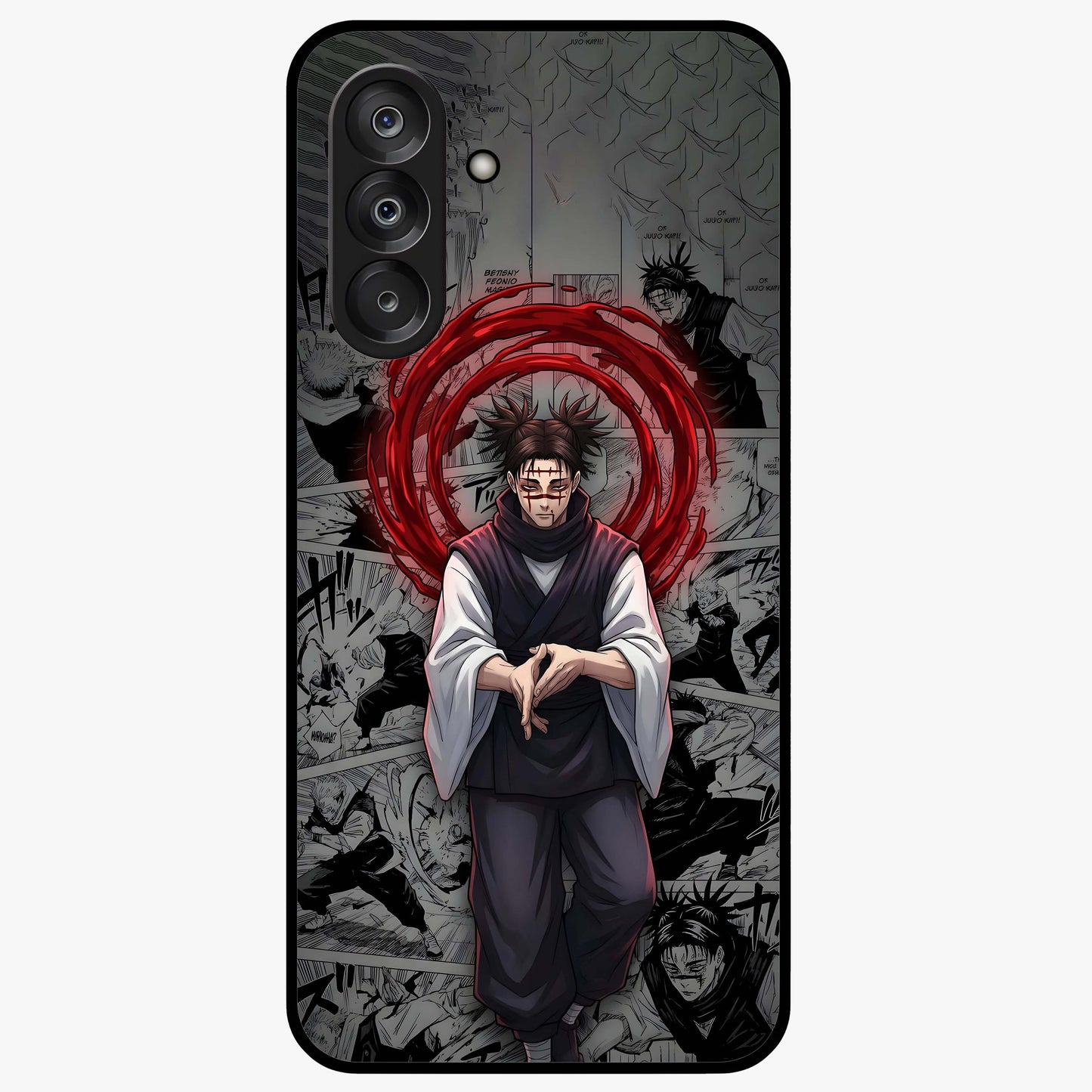 Cursed Ritual Ascension Glass Case showing flat back view with dark ritual themed artwork and glossy glass finish.