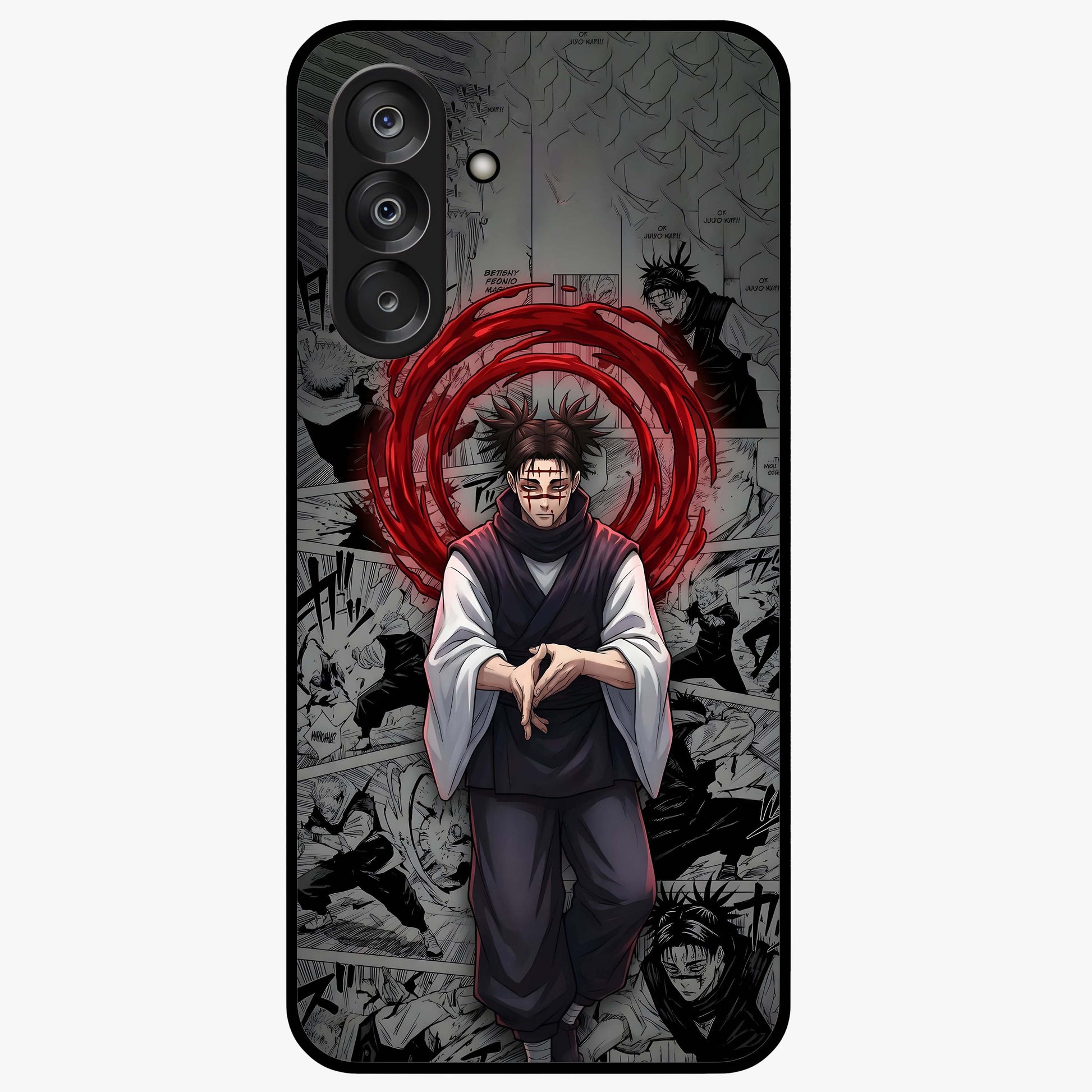 Cursed Ritual Ascension Glass Case showing flat back view with dark ritual themed artwork and glossy glass finish.