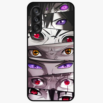 Eyes of Destiny Glass Case showing flat back view with striking eye themed artwork and glossy glass finish.