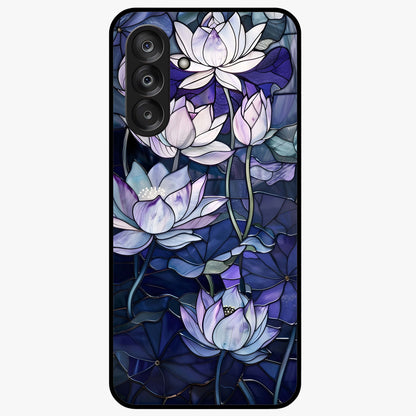 Gloss Petal Rush Glass Case showing flat back view with glossy flower petal artwork and smooth glass finish.