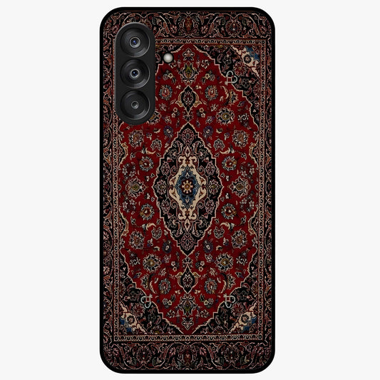 Heritage Carpet Royale Glass Case showing flat back view with ornate Persian carpet inspired pattern and glossy glass finish.
