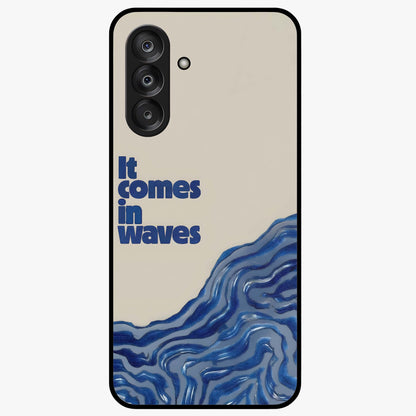 It Comes In Waves Quote Glass Case showing flat back view with inspirational wave themed quote artwork and glossy glass finish.