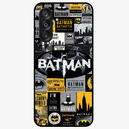 Knight Gotham Rise Glass Case showing flat back view with dark hero inspired artwork and glossy glass finish.