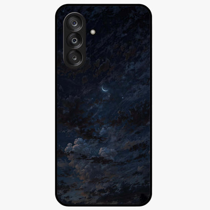 Lunar Veil Silence Glass Case showing flat back view with mystical moon veil artwork and glossy glass finish.