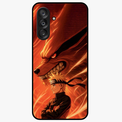 Nine Tails Legacy Glass Case showing flat back view with powerful nine-tailed fox inspired artwork and glossy glass finish.