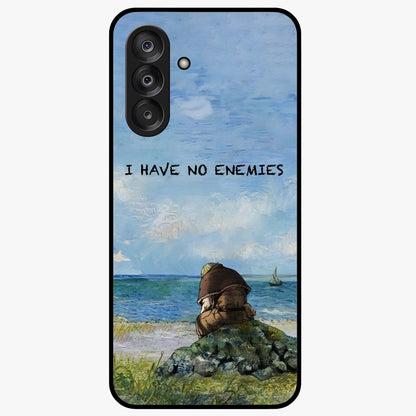 Peace Beyond War Glass Case showing flat back view with symbolic peace themed artwork and glossy glass finish.