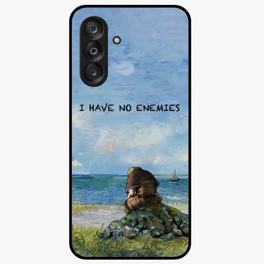 Peace Beyond War Glass Case showing flat back view with symbolic peace themed artwork and glossy glass finish.