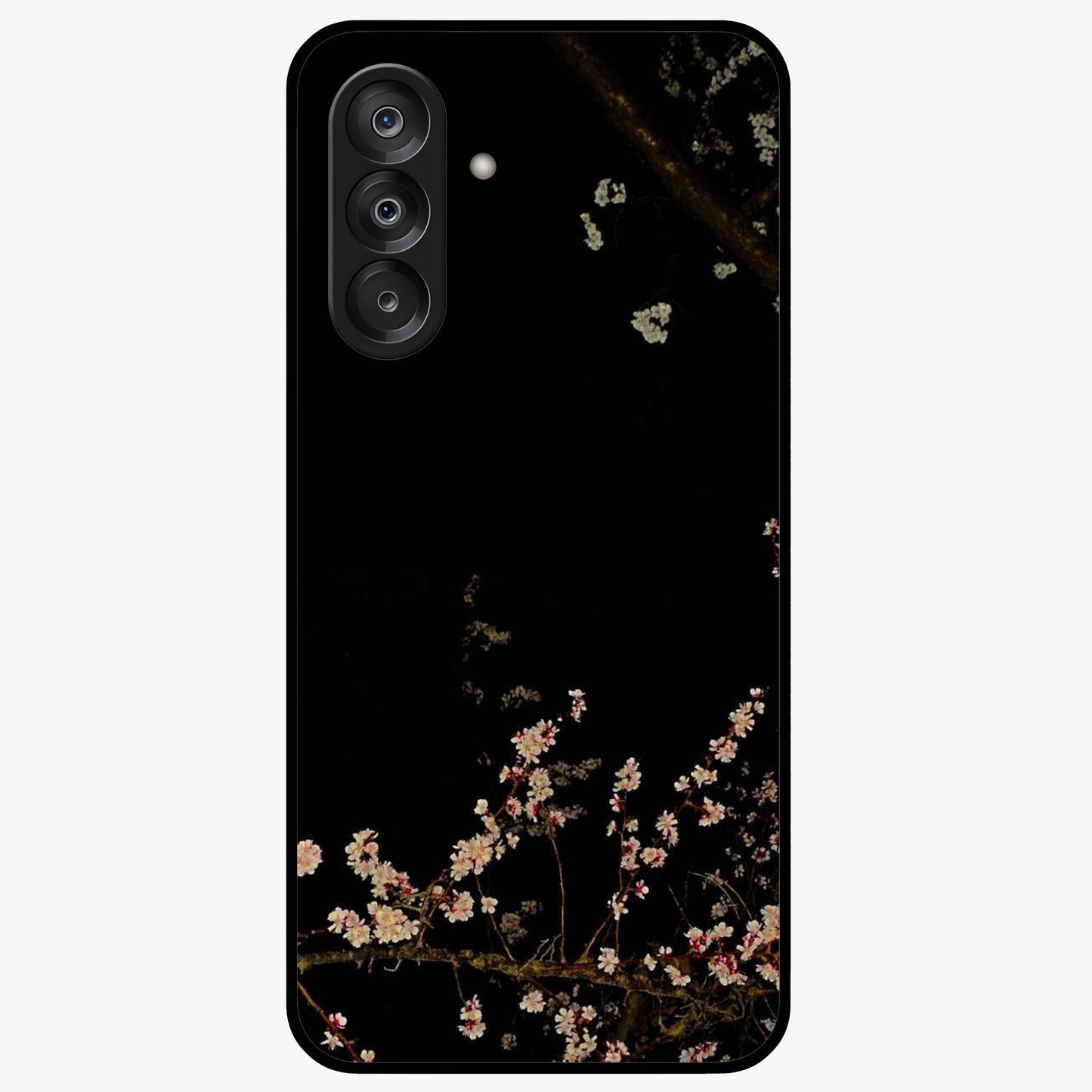 Petal Moon Light With Custom Name Glass Case showing flat back view with floral moonlight artwork and personalized name design.