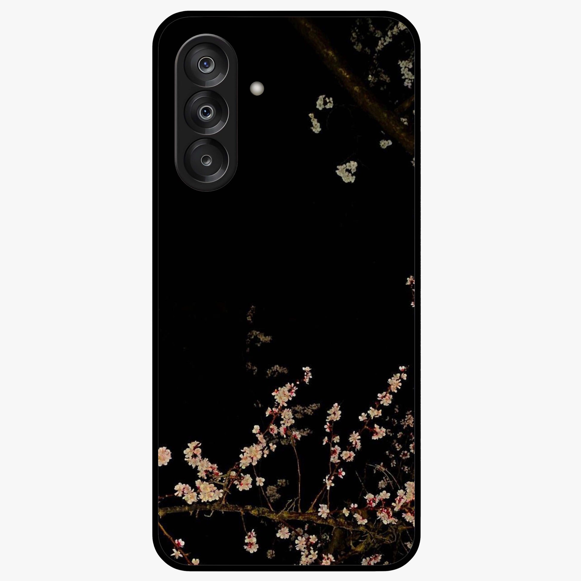 Petal Moon Light With Custom Name Glass Case showing flat back view with floral moonlight artwork and personalized name design.