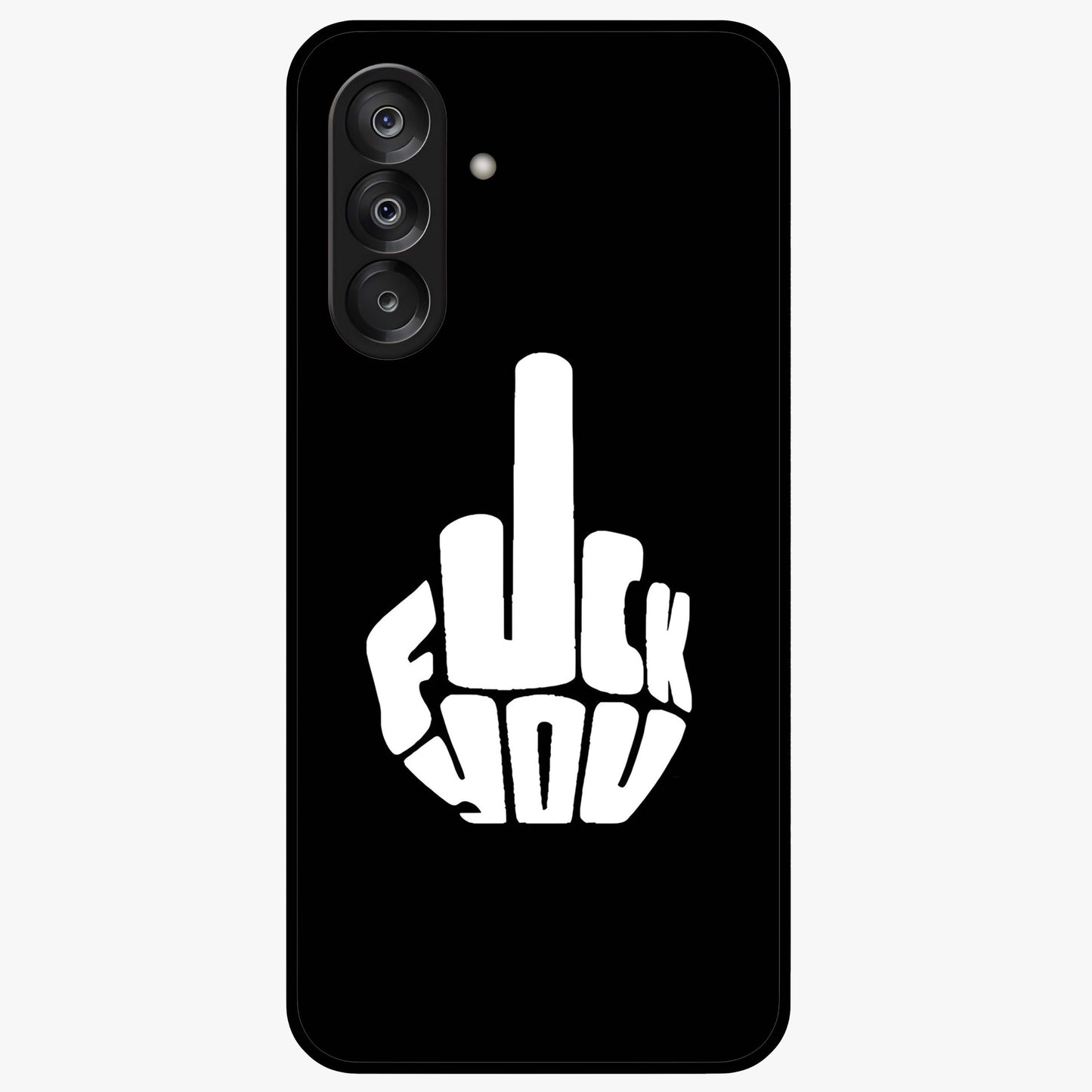 Rebel Mode On Glass Case showing flat back view with bold rebellious typography artwork and glossy glass finish.