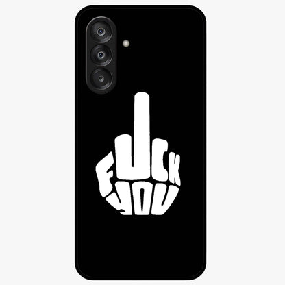 Rebel Mode On Glass Case showing flat back view with bold rebellious typography artwork and glossy glass finish.