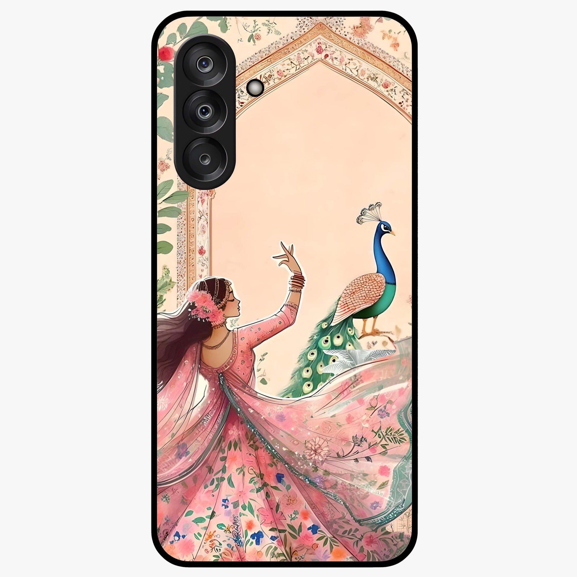 Royal Grace Muse Glass Case showing flat back view with elegant artistic artwork and glossy glass finish.